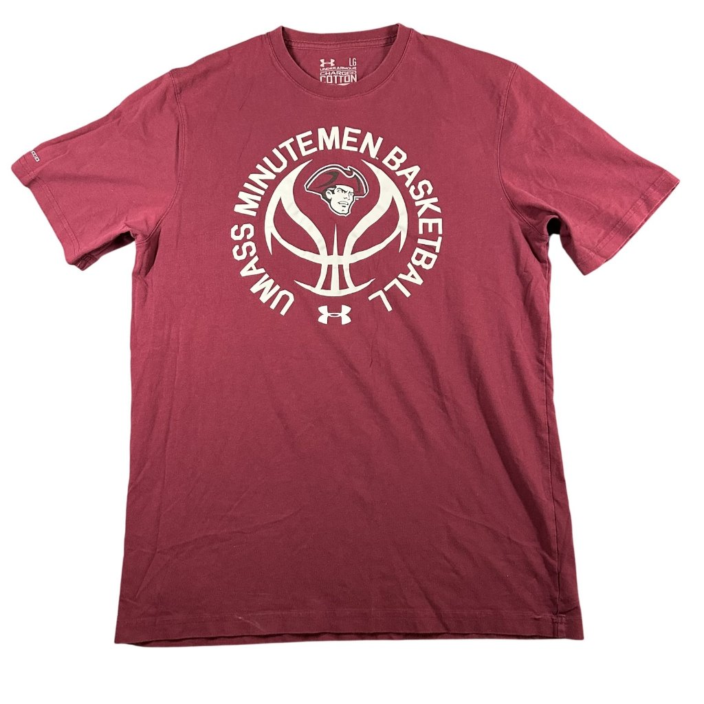 Umass Minutemen Basketball Shirt Mens Large Maroon Ncaa Basketball Under Armour